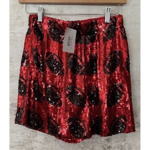 Red & Black  Sequin Game Day Football Shorts WHY Dress Womens Small NEW w/ Tags!